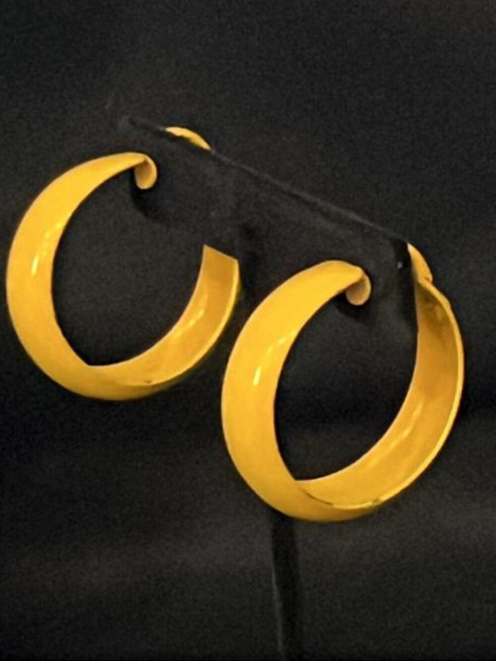 Yellow Metal Clip-On Hoop Earrings
